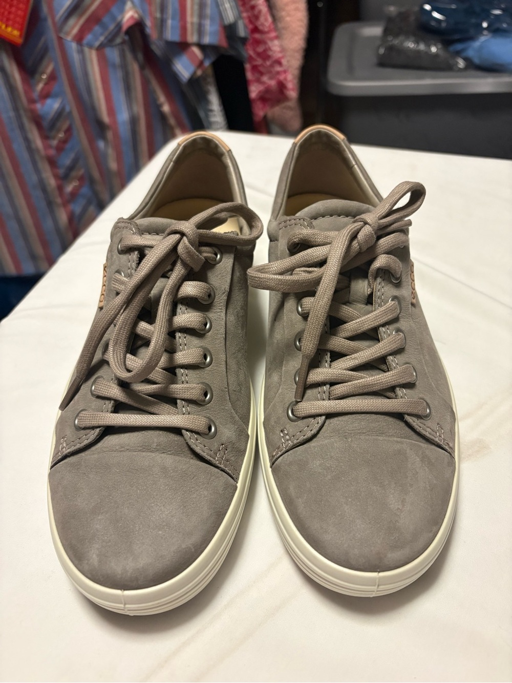 Ecco Taupe Suede Low-Top Sneakers